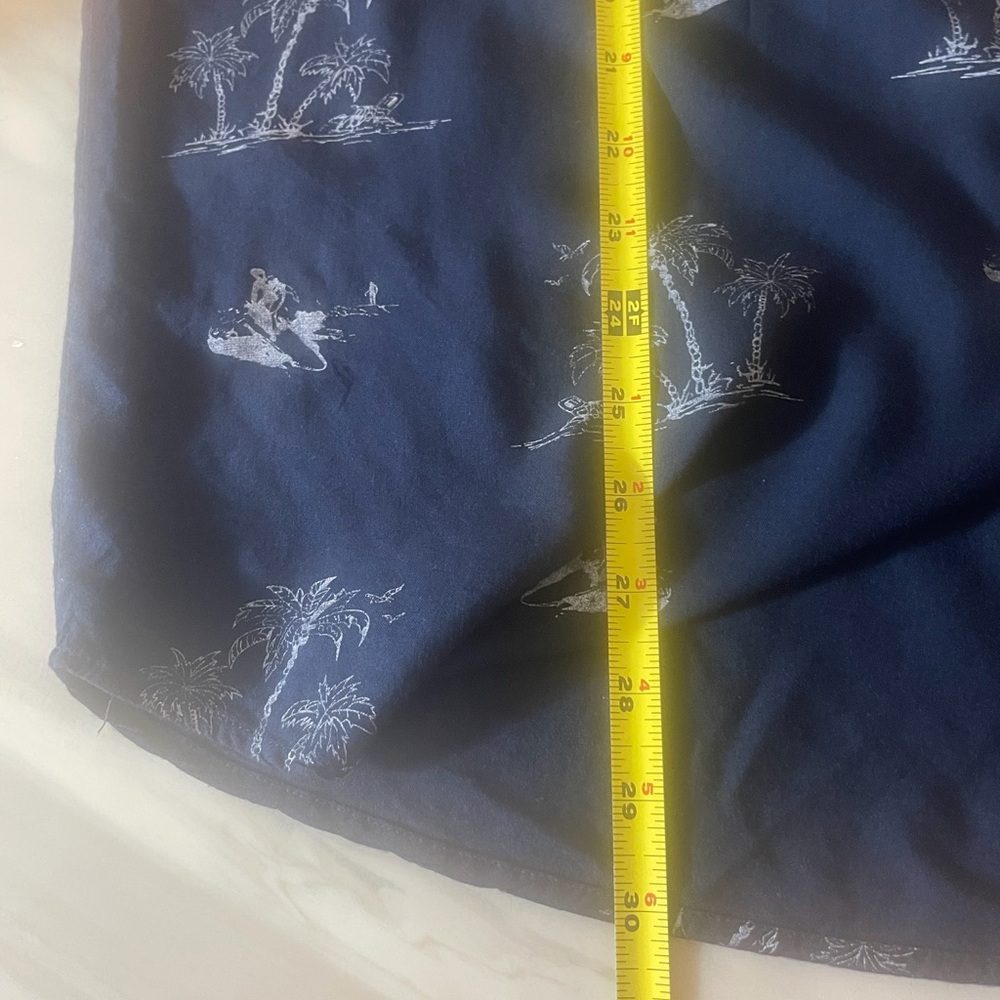 Michael Brandon XL Rayon Hawaiian Shirt Surf Palm Print Navy Slim Fit - Picture 6 of 6
